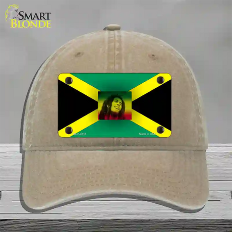 Jamaica Flag Bob Marley Novelty License Plate Hat Unconstructed Cotton / Khaki