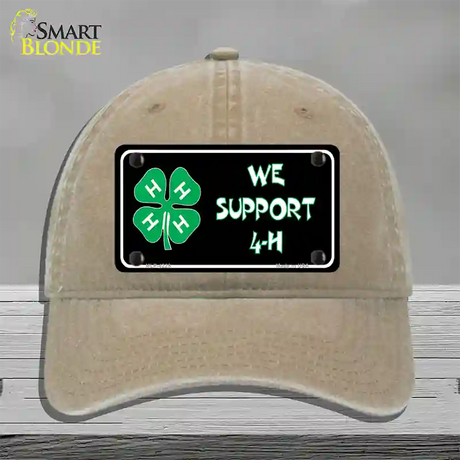 We Support 4-H Novelty License Plate Hat Unconstructed Cotton / Khaki