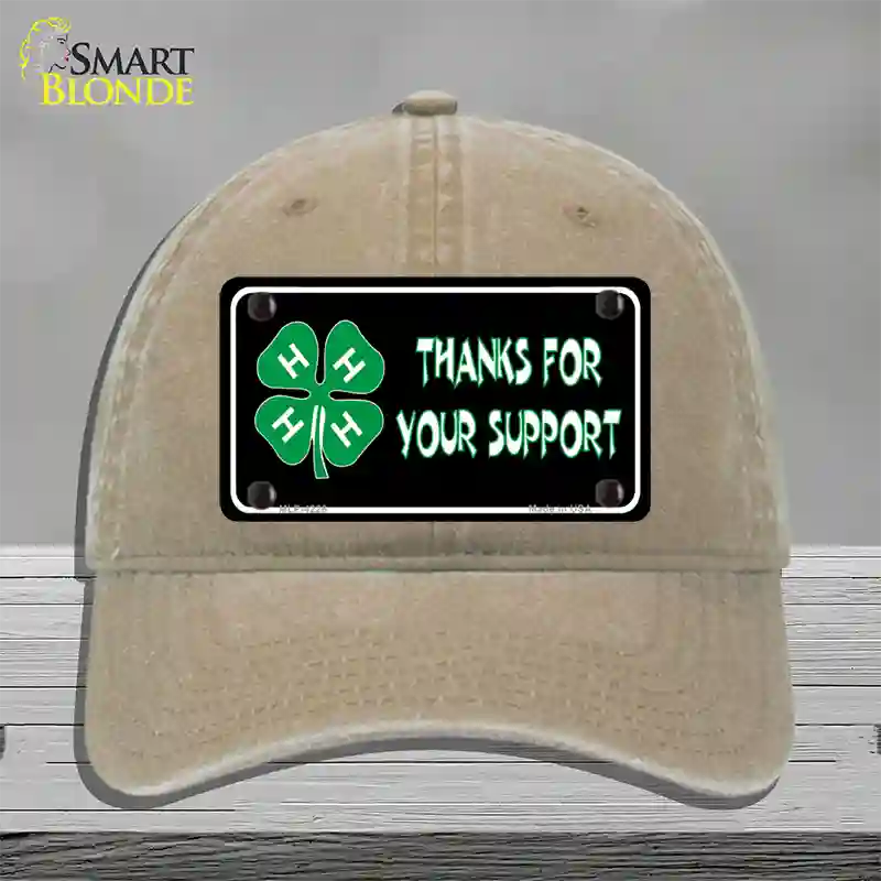 Thanks For Your Support 4-H Novelty License Plate Hat Unconstructed Cotton / Khaki