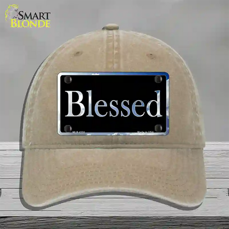 Blessed Blue Sky Cloud Novelty License Plate Hat Unconstructed Cotton / Khaki