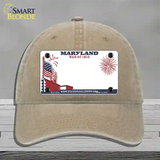 Maryland State Novelty License Plate Hat Unconstructed Cotton / Khaki