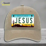Jesus Arizona State Novelty License Plate Hat Unconstructed Cotton / Khaki