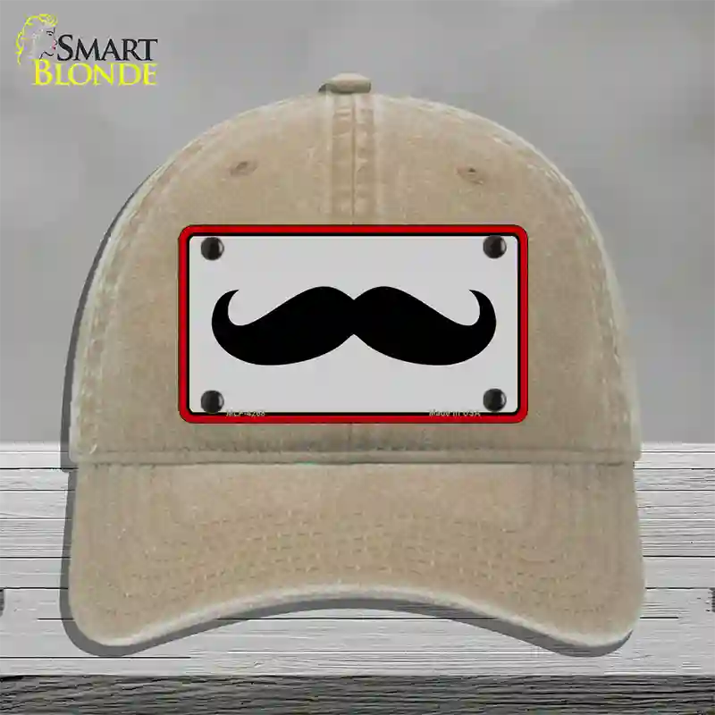 Mustache Novelty License Plate Hat Unconstructed Cotton / Khaki