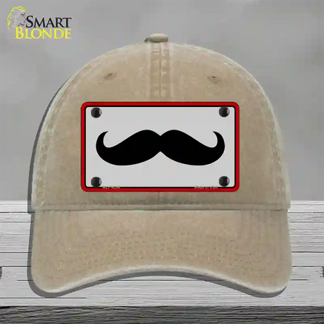 Mustache Novelty License Plate Hat Unconstructed Cotton / Khaki