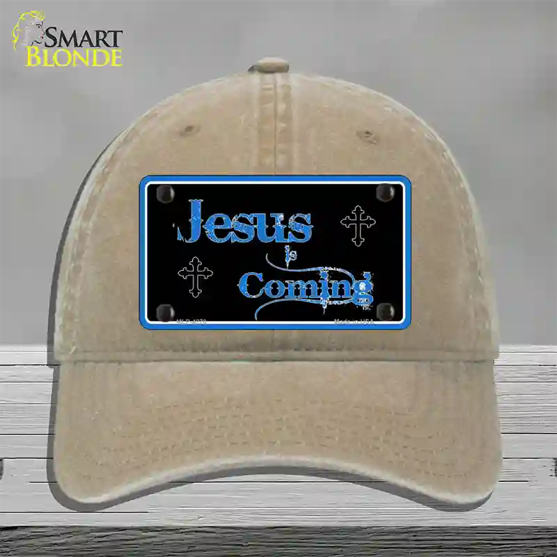 Jesus Is Coming Novelty License Plate Hat Unconstructed Cotton / Khaki