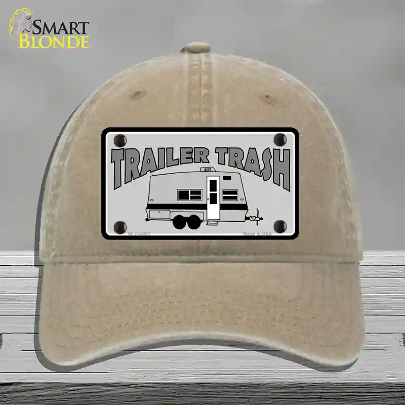 Trailer Trash Novelty License Plate Hat Unconstructed Cotton / Khaki