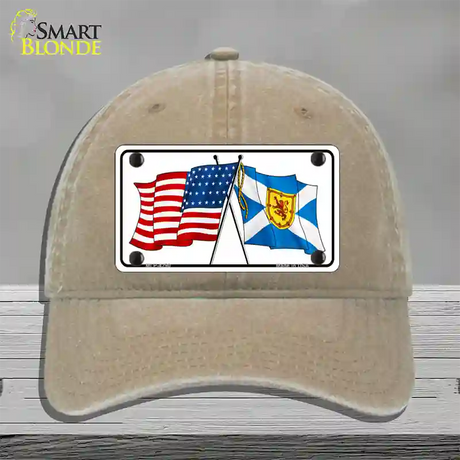 United States Scotland Crossed Flags Novelty License Plate Hat Sign Unconstructed Cotton / Khaki