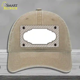 Tan White Quatrefoil Center Scallop Novelty License Plate Hat Unconstructed Cotton / Khaki