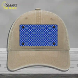 Blue White Quatrefoil Novelty License Plate Hat Unconstructed Cotton / Khaki