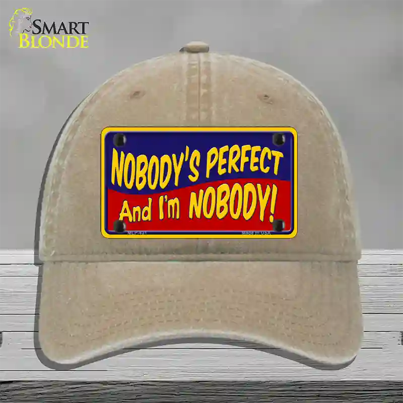 Nobodys Perfect Novelty License Plate Hat Unconstructed Cotton / Khaki