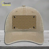 Brown White Quatrefoil Novelty License Plate Hat Unconstructed Cotton / Khaki