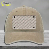 Tan White Quatrefoil Novelty License Plate Hat Unconstructed Cotton / Khaki