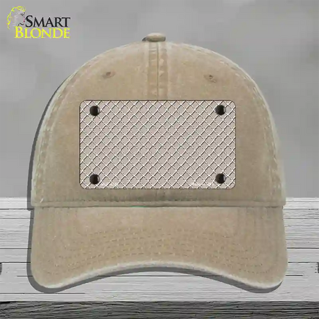 Tan White Quatrefoil Novelty License Plate Hat Unconstructed Cotton / Khaki