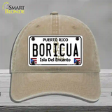 Boricua Puerto Rico Novelty License Plate Hat Unconstructed Cotton / Khaki