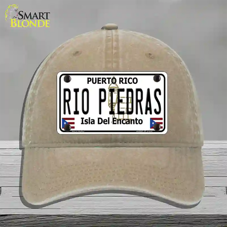 Rio Piedra Puerto Rico Novelty License Plate Hat Unconstructed Cotton / Khaki