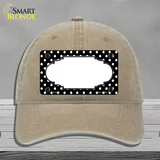 Scallop Black White Polka Dot Novelty License Plate Hat Unconstructed Cotton / Khaki