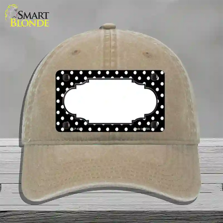 Scallop Black White Polka Dot Novelty License Plate Hat Unconstructed Cotton / Khaki