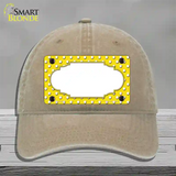 Scallop Yellow White Polka Dot Novelty License Plate Hat Unconstructed Cotton / Khaki