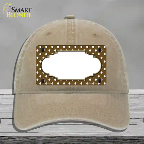 Scallop Brown White Polka Dot Novelty License Plate Hat Unconstructed Cotton / Khaki