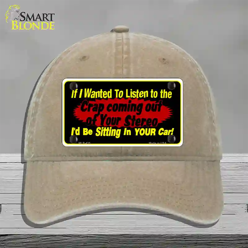 The Crap From Your Stereo Novelty License Plate Hat Unconstructed Cotton / Khaki