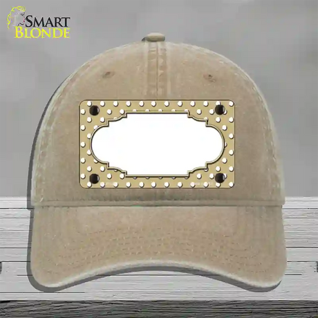 Scallop Gold White Polka Dot Novelty License Plate Hat Unconstructed Cotton / Khaki