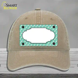 Scallop Mint White Polka Dot Novelty License Plate Hat Unconstructed Cotton / Khaki