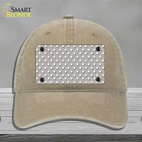 Grey Polka Dot Novelty License Plate Hat Unconstructed Cotton / Khaki
