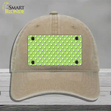 Lime Green Polka Dot Novelty License Plate Hat Unconstructed Cotton / Khaki