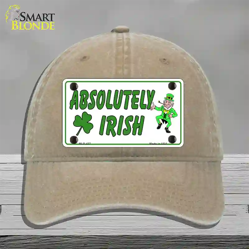 Absolutely Irish Novelty License Plate Hat Unconstructed Cotton / Khaki