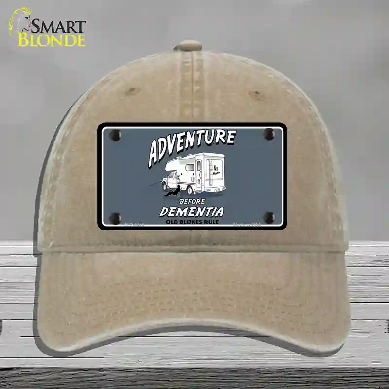 Adventure Before Dementia Novelty License Plate Hat Unconstructed Cotton / Khaki