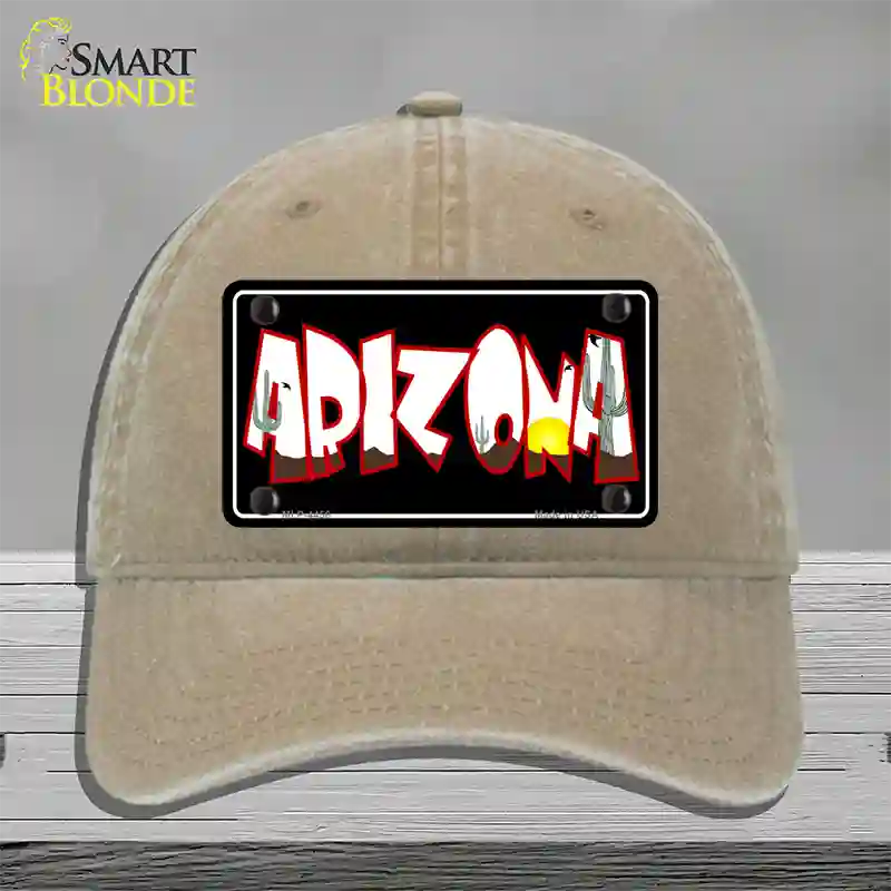 Arizona Black Novelty License Plate Hat Unconstructed Cotton / Khaki