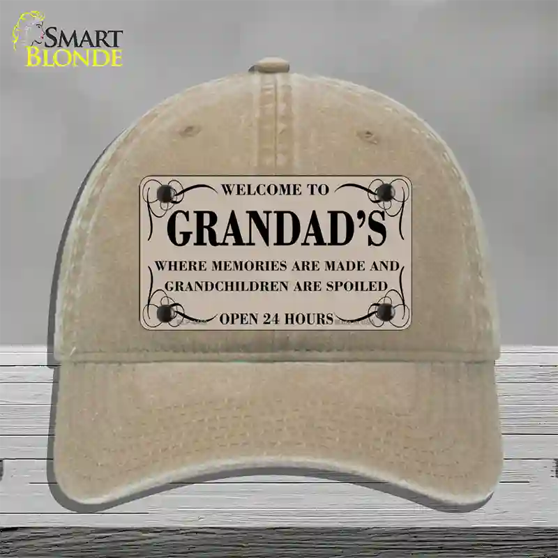 Welcome To Grandads Novelty License Plate Hat Unconstructed Cotton / Khaki