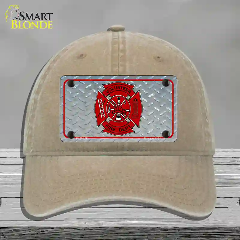 Volunteer Fire Dept Novelty License Plate Hat Unconstructed Cotton / Khaki