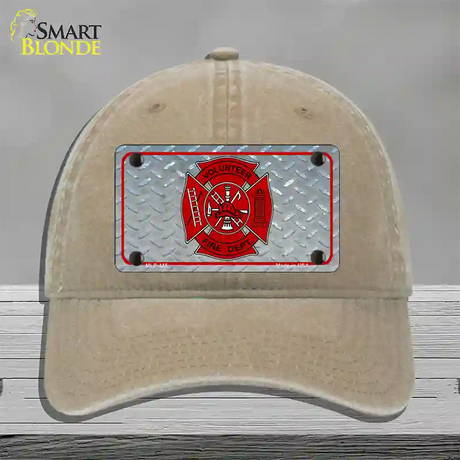 Volunteer Fire Dept Novelty License Plate Hat Unconstructed Cotton / Khaki