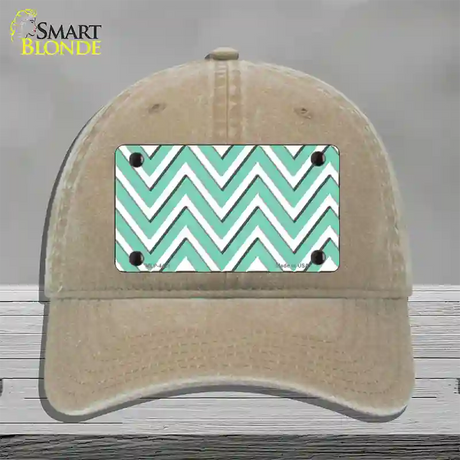 Mint White Large Chevron Novelty License Plate Hat Unconstructed Cotton / Khaki