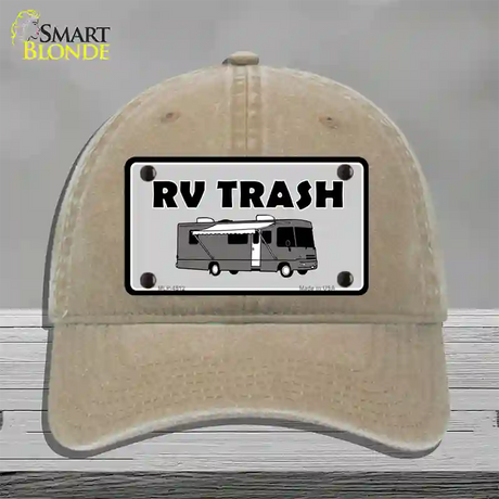 RV Trash Aluminum Automotive Novelty License Plate Hat Unconstructed Cotton / Khaki