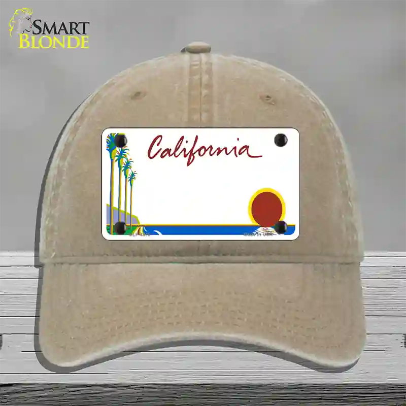 California Palm Trees State Blank Novelty License Plate Hat Unconstructed Cotton / Khaki