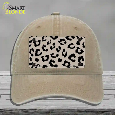 Tan Black Cheetah Novelty License Plate Hat Unconstructed Cotton / Khaki