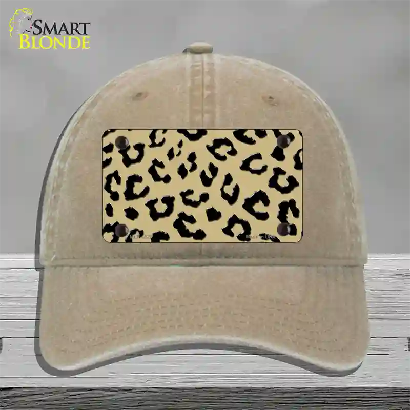 Gold Black Cheetah Novelty License Plate Hat Unconstructed Cotton / Khaki