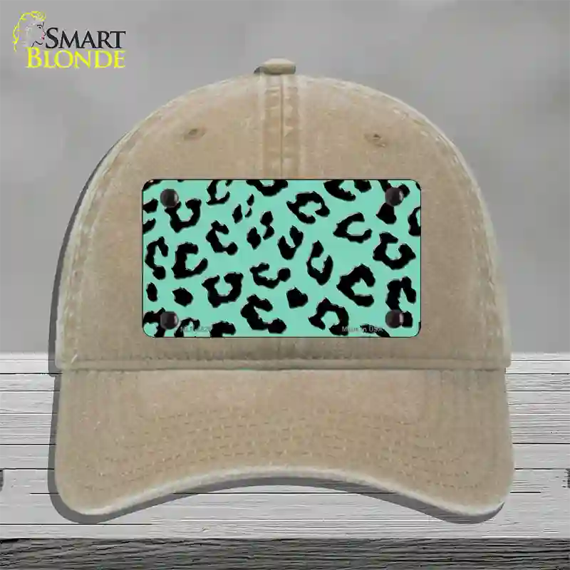 Mint Black Cheetah Novelty License Plate Hat Unconstructed Cotton / Khaki