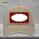 Red Black Cheetah Scallop Novelty License Plate Hat Unconstructed Cotton / Khaki