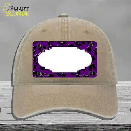 Purple Black Cheetah Scallop Novelty License Plate Hat Unconstructed Cotton / Khaki