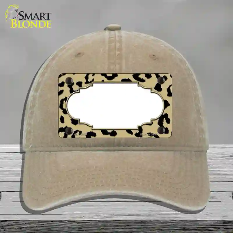 Gold Black Cheetah Scallop Novelty License Plate Hat Unconstructed Cotton / Khaki