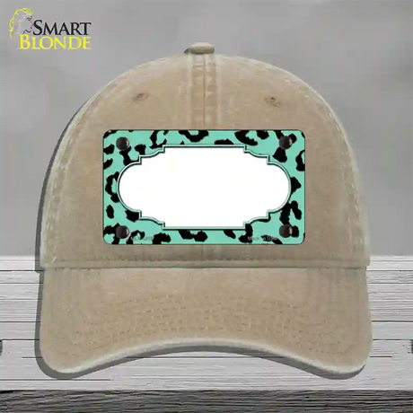 Mint Black Cheetah Scallop Novelty License Plate Hat Unconstructed Cotton / Khaki