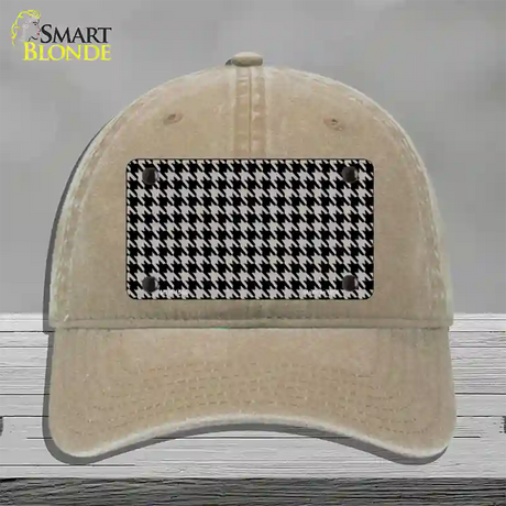 Grey Black Houndstooth Novelty License Plate Hat Unconstructed Cotton / Khaki