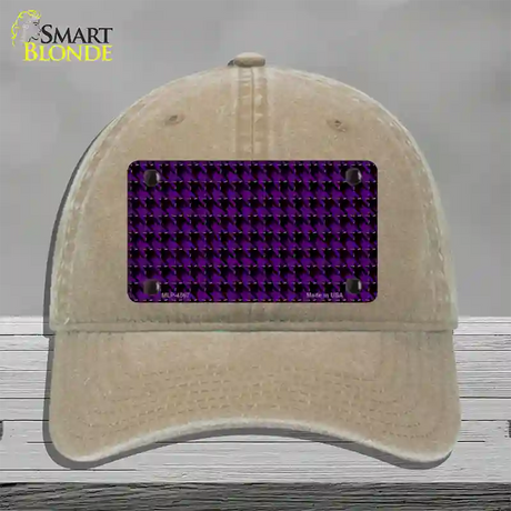 Purple Black Houndstooth Novelty License Plate Hat Unconstructed Cotton / Khaki