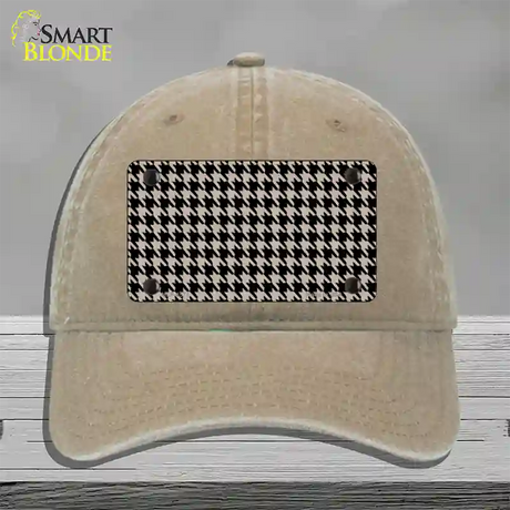 Tan Black Houndstooth Novelty License Plate Hat Unconstructed Cotton / Khaki