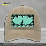 Mint Black Houndstooth Mint Center Hearts Novelty License Plate Hat Unconstructed Cotton / Khaki