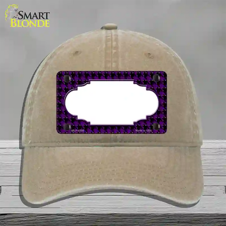 Purple Black Houndstooth Scallop Center Novelty License Plate Hat Unconstructed Cotton / Khaki