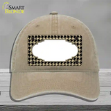 Gold Black Houndstooth Scallop Center Novelty License Plate Hat Unconstructed Cotton / Khaki